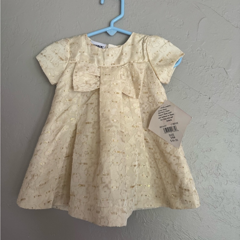 Rare Editions Cream Babydoll Dress with Peter Pan Collar